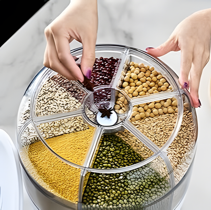DISPENSADOR DE GRANOS REDONDO DE 6 REJILLAS GIRATORIO