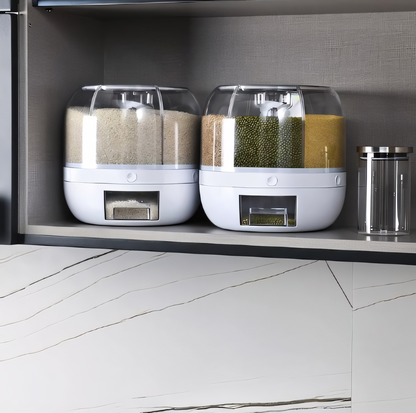 DISPENSADOR DE GRANOS REDONDO DE 6 REJILLAS GIRATORIO